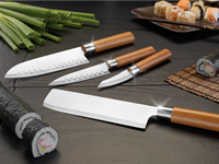 ; Damast-Santoku-Küchenmesser, Wasserschleifsteine 