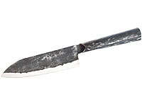 TokioKitchenWare Santoku-Kochmesser mit Stahlgriff, handgefertigt