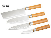 TokioKitchenWare 4-teiliges Küchen-Messerset Edelstahl (PEARL Edition); Damast-Santoku-Küchenmesser Damast-Santoku-Küchenmesser 